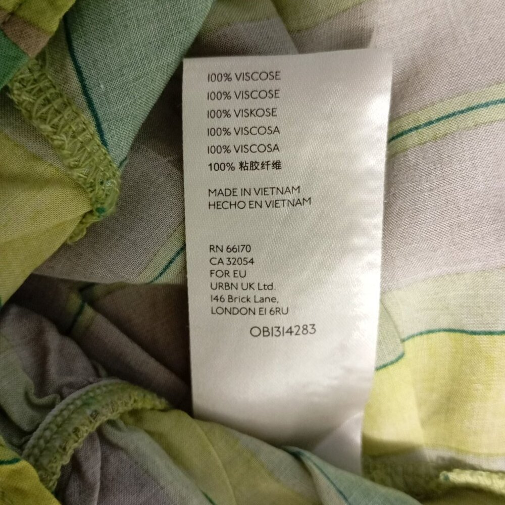 Free People Striped Sleeveless Button-Down Tie-Front Blouse Top S Green & Yellow - Picture 8 of 12